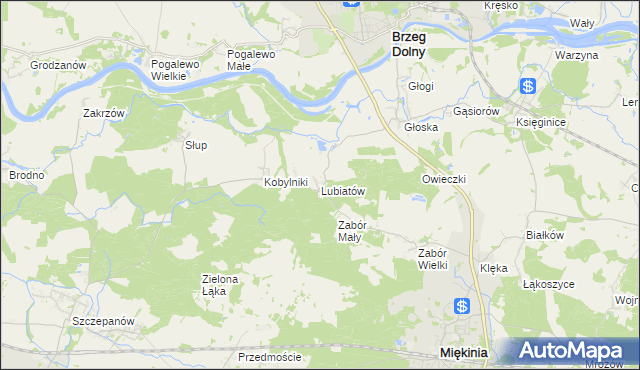 mapa Lubiatów gmina Miękinia, Lubiatów gmina Miękinia na mapie Targeo