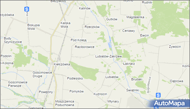 mapa Lubiatów-Zakrzew, Lubiatów-Zakrzew na mapie Targeo