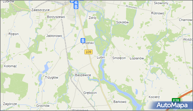 mapa Lubin gmina Gryfice, Lubin gmina Gryfice na mapie Targeo