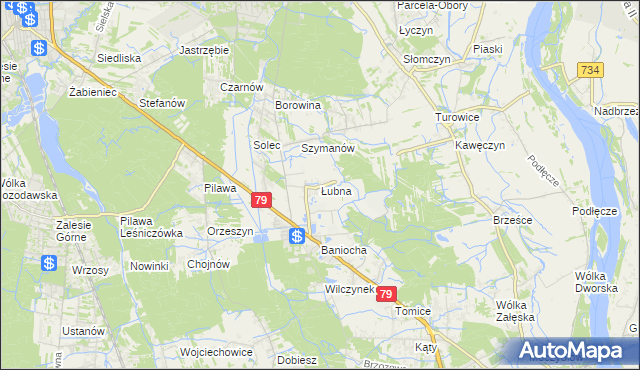 mapa Łubna gmina Góra Kalwaria, Łubna gmina Góra Kalwaria na mapie Targeo