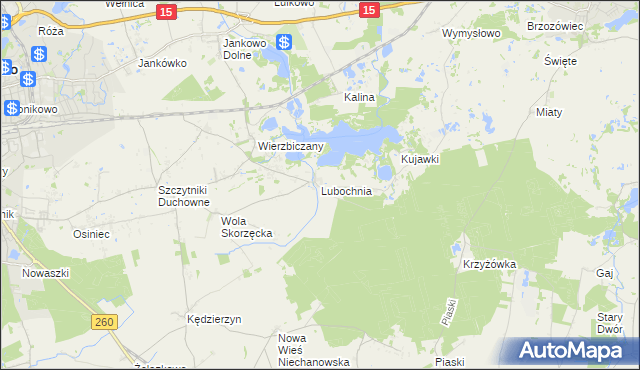 mapa Lubochnia gmina Gniezno, Lubochnia gmina Gniezno na mapie Targeo