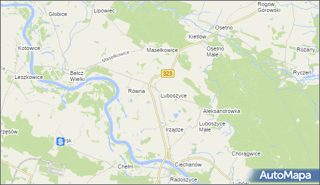 mapa Luboszyce gmina Jemielno, Luboszyce gmina Jemielno na mapie Targeo