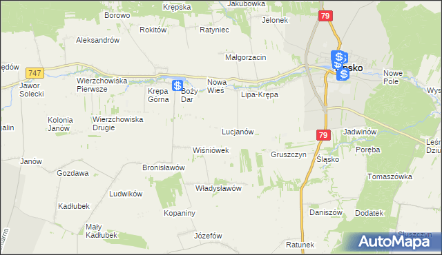mapa Lucjanów gmina Lipsko, Lucjanów gmina Lipsko na mapie Targeo