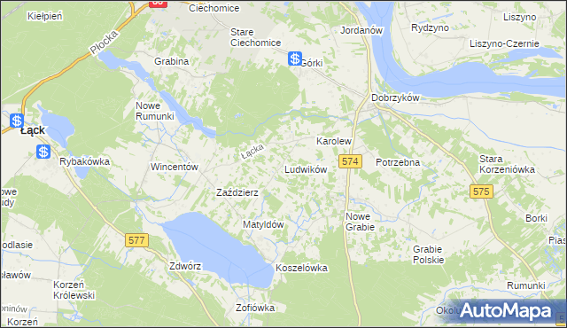 mapa Ludwików gmina Gąbin, Ludwików gmina Gąbin na mapie Targeo