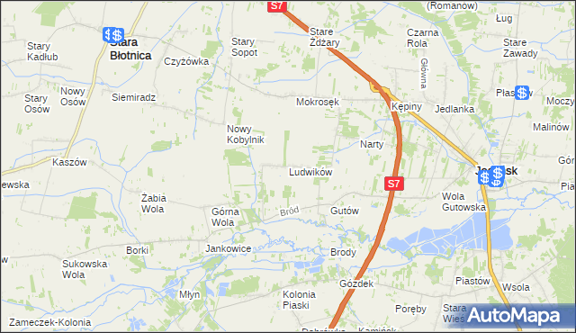 mapa Ludwików gmina Jedlińsk, Ludwików gmina Jedlińsk na mapie Targeo