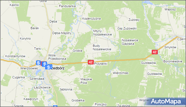 mapa Ludwików gmina Przedbórz, Ludwików gmina Przedbórz na mapie Targeo