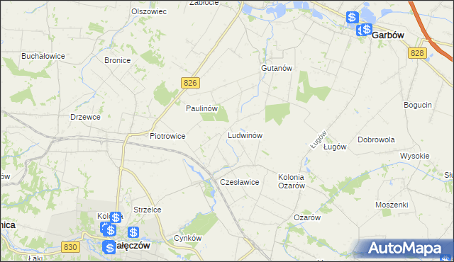 mapa Ludwinów gmina Nałęczów, Ludwinów gmina Nałęczów na mapie Targeo