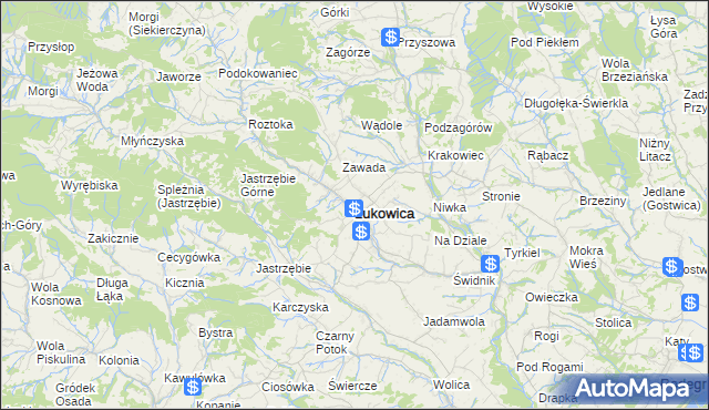 mapa Łukowica, Łukowica na mapie Targeo