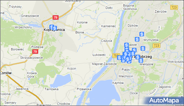 mapa Łukowiec gmina Koprzywnica, Łukowiec gmina Koprzywnica na mapie Targeo