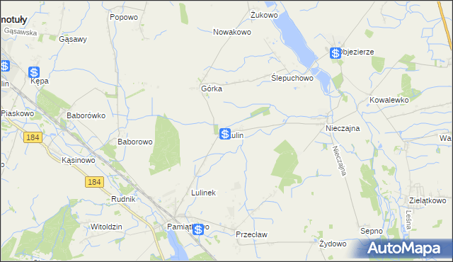 mapa Lulin gmina Oborniki, Lulin gmina Oborniki na mapie Targeo