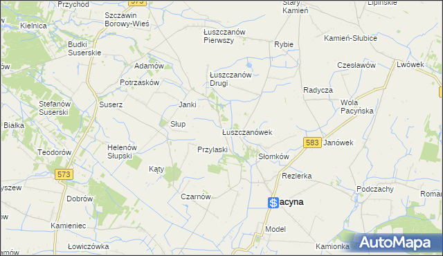 mapa Łuszczanówek, Łuszczanówek na mapie Targeo