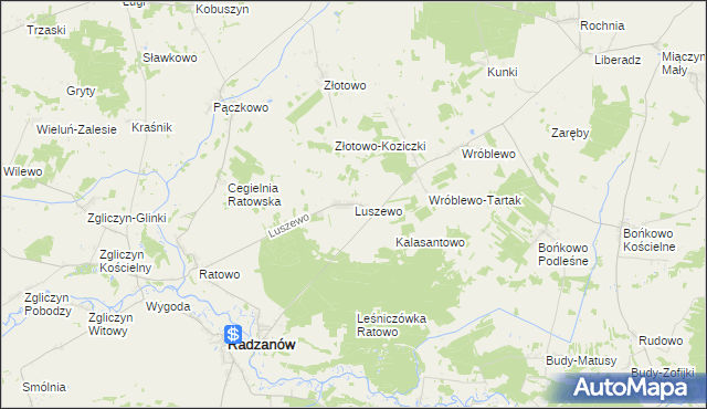 mapa Luszewo gmina Radzanów, Luszewo gmina Radzanów na mapie Targeo