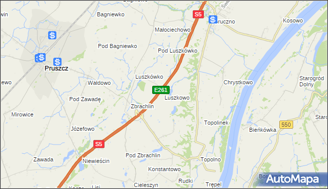 mapa Luszkowo, Luszkowo na mapie Targeo