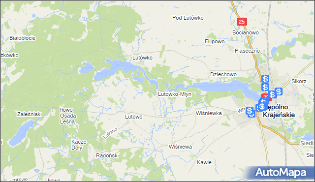 mapa Lutówko-Młyn, Lutówko-Młyn na mapie Targeo