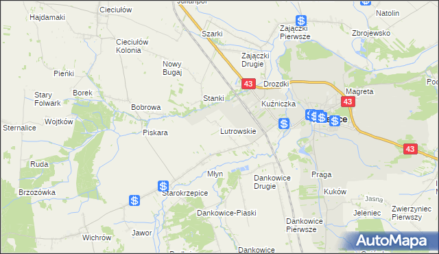 mapa Lutrowskie, Lutrowskie na mapie Targeo