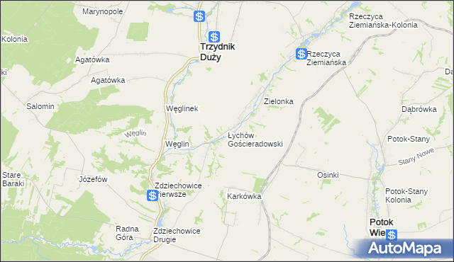 mapa Łychów Gościeradowski, Łychów Gościeradowski na mapie Targeo