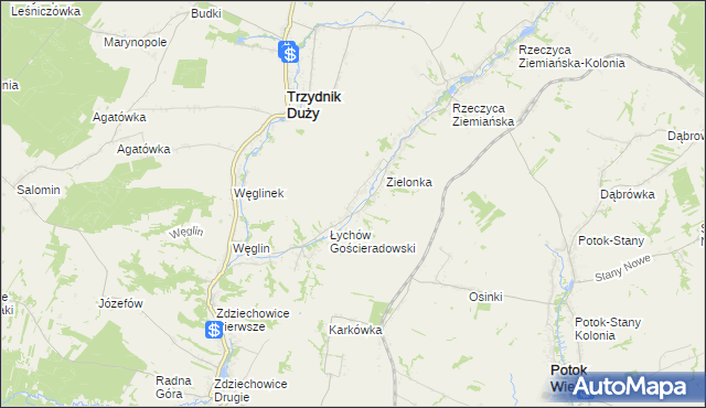 mapa Łychów Szlachecki, Łychów Szlachecki na mapie Targeo
