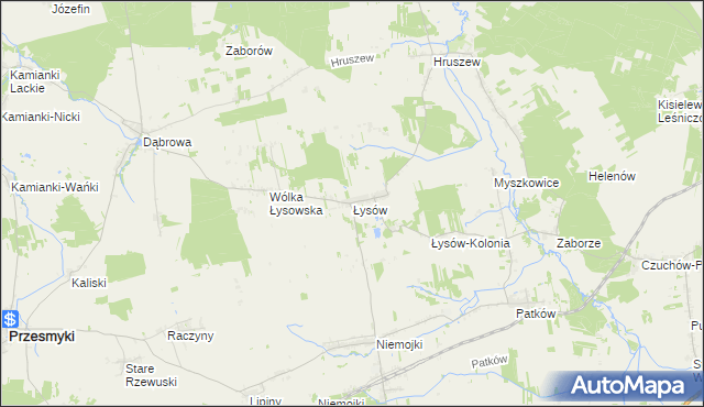 mapa Łysów gmina Przesmyki, Łysów gmina Przesmyki na mapie Targeo
