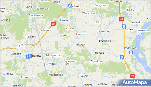 mapa Machcin gmina Chynów, Machcin gmina Chynów na mapie Targeo