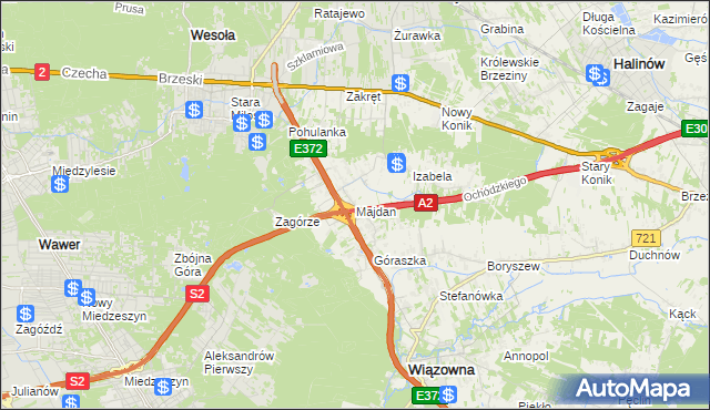 mapa Majdan gmina Wiązowna, Majdan gmina Wiązowna na mapie Targeo