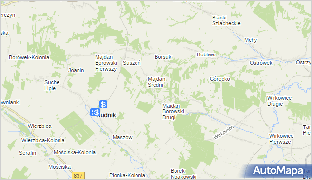 mapa Majdan Kobylański, Majdan Kobylański na mapie Targeo