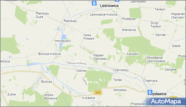 mapa Majdan Ostrowski, Majdan Ostrowski na mapie Targeo