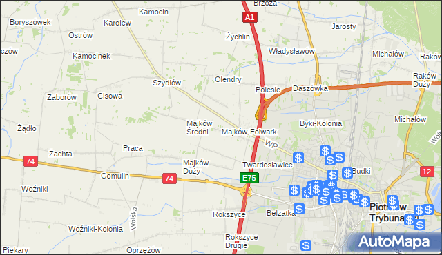 mapa Majków-Folwark, Majków-Folwark na mapie Targeo