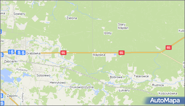 mapa Majówka gmina Supraśl, Majówka gmina Supraśl na mapie Targeo