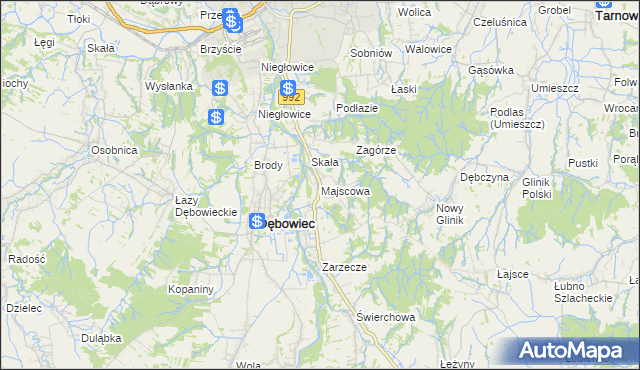 mapa Majscowa, Majscowa na mapie Targeo