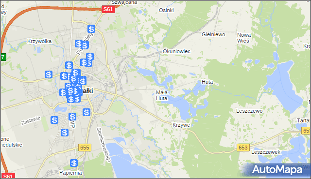 mapa Mała Huta gmina Suwałki, Mała Huta gmina Suwałki na mapie Targeo