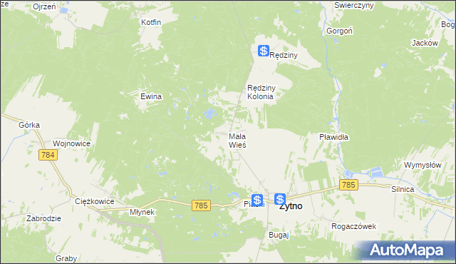 mapa Mała Wieś gmina Żytno, Mała Wieś gmina Żytno na mapie Targeo