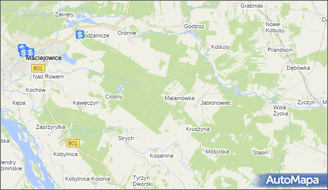 mapa Malamówka, Malamówka na mapie Targeo