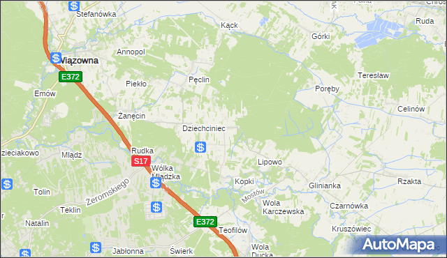 mapa Malcanów gmina Wiązowna, Malcanów gmina Wiązowna na mapie Targeo