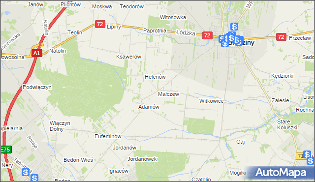 mapa Małczew, Małczew na mapie Targeo