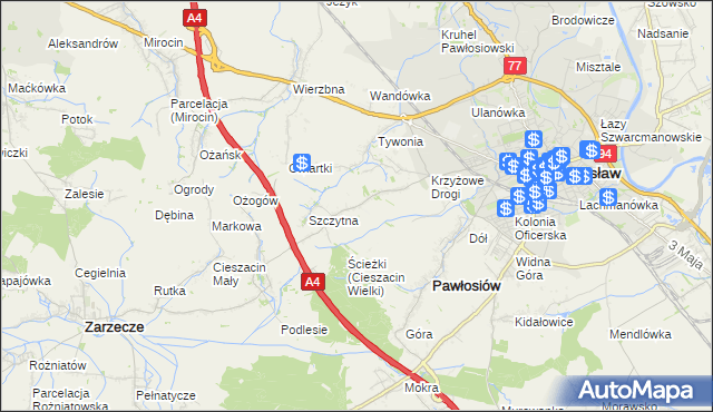 mapa Maleniska gmina Pawłosiów, Maleniska gmina Pawłosiów na mapie Targeo