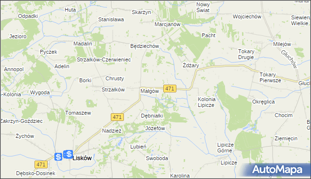 mapa Małgów-Kolonia, Małgów-Kolonia na mapie Targeo