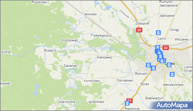 mapa Maliszewo, Maliszewo na mapie Targeo