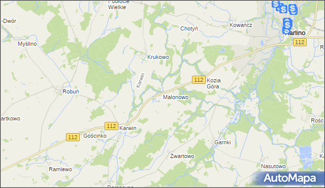 mapa Malonowo, Malonowo na mapie Targeo