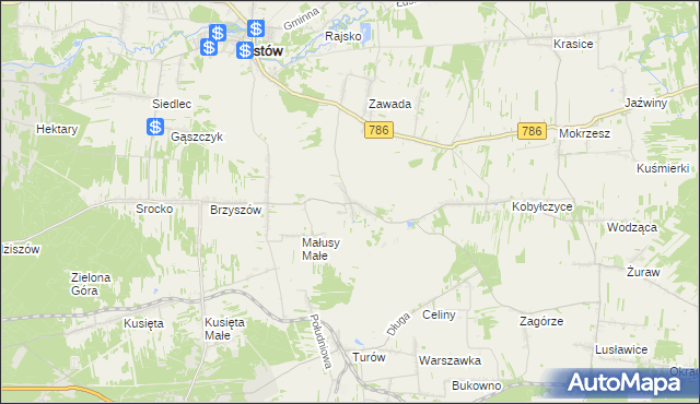 mapa Małusy Wielkie, Małusy Wielkie na mapie Targeo