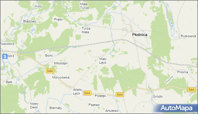 mapa Mały Łęck, Mały Łęck na mapie Targeo