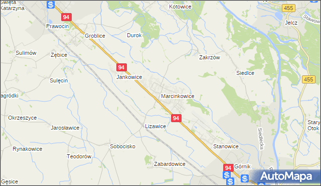 mapa Marcinkowice gmina Oława, Marcinkowice gmina Oława na mapie Targeo