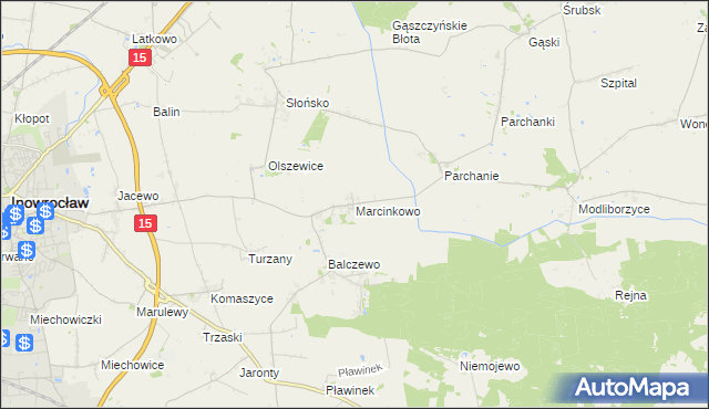 mapa Marcinkowo gmina Inowrocław, Marcinkowo gmina Inowrocław na mapie Targeo