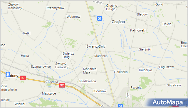 mapa Marianka gmina Chąśno, Marianka gmina Chąśno na mapie Targeo