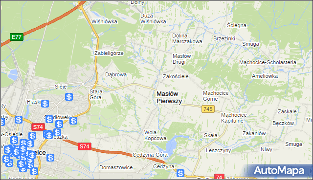 mapa Masłów Pierwszy, Masłów Pierwszy na mapie Targeo