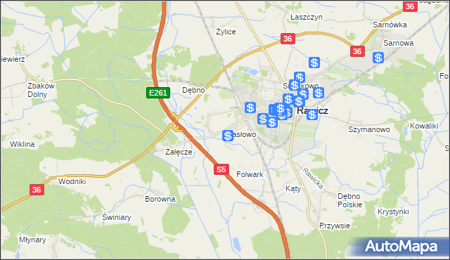 mapa Masłowo gmina Rawicz, Masłowo gmina Rawicz na mapie Targeo