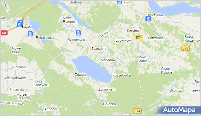 mapa Matyldów gmina Łąck, Matyldów gmina Łąck na mapie Targeo
