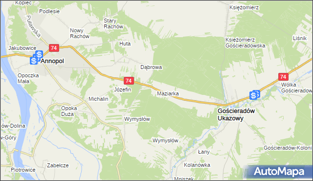 mapa Maziarka gmina Gościeradów, Maziarka gmina Gościeradów na mapie Targeo