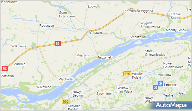 mapa Miączynek, Miączynek na mapie Targeo