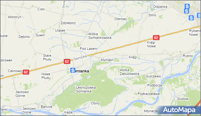 mapa Michalin gmina Somianka, Michalin gmina Somianka na mapie Targeo
