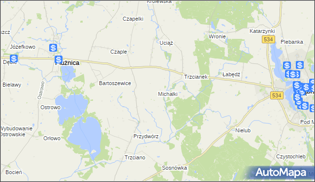 mapa Michałki gmina Ryńsk, Michałki gmina Ryńsk na mapie Targeo